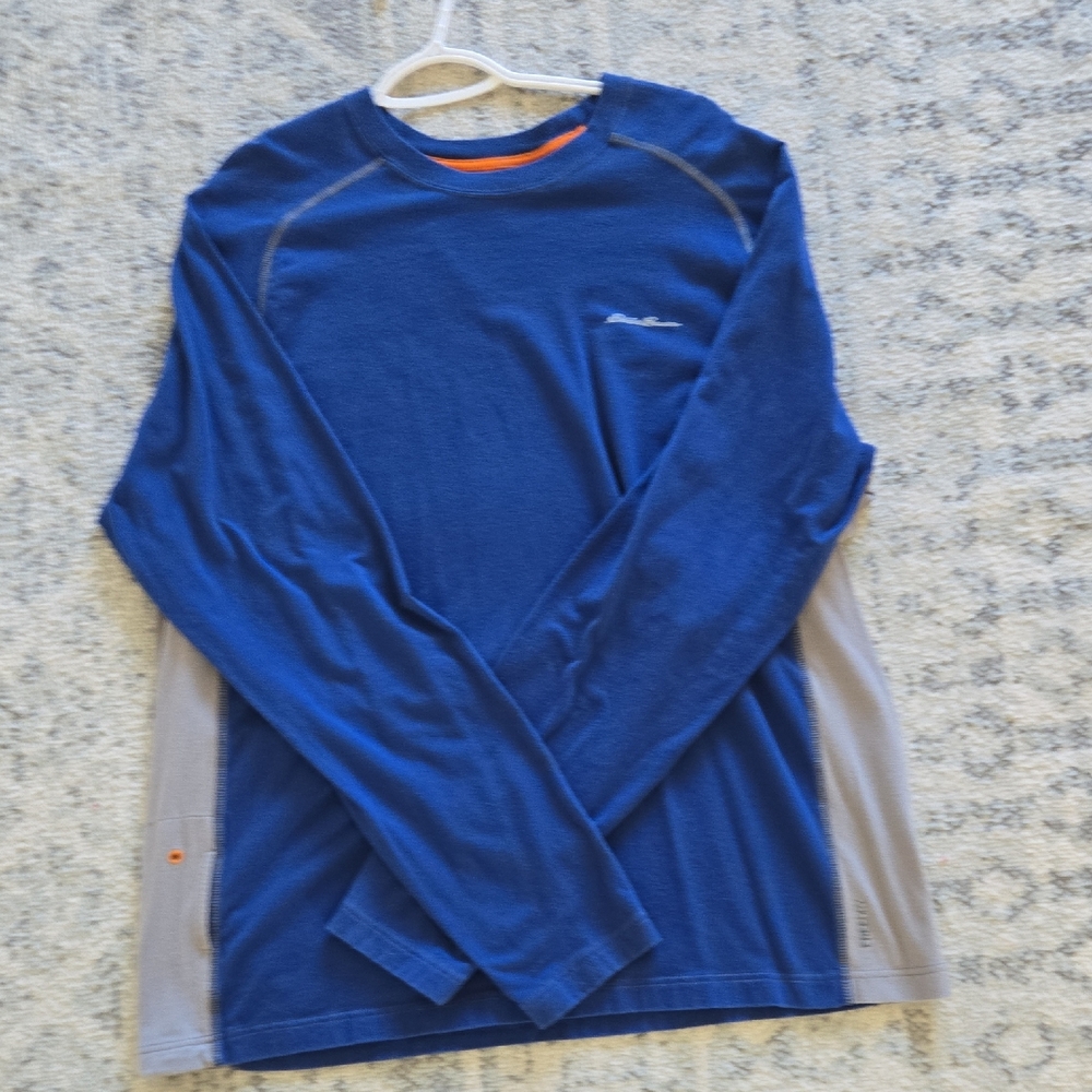 Eddie Bauer Royal Blue and Light Gray Long Sleeve Tee